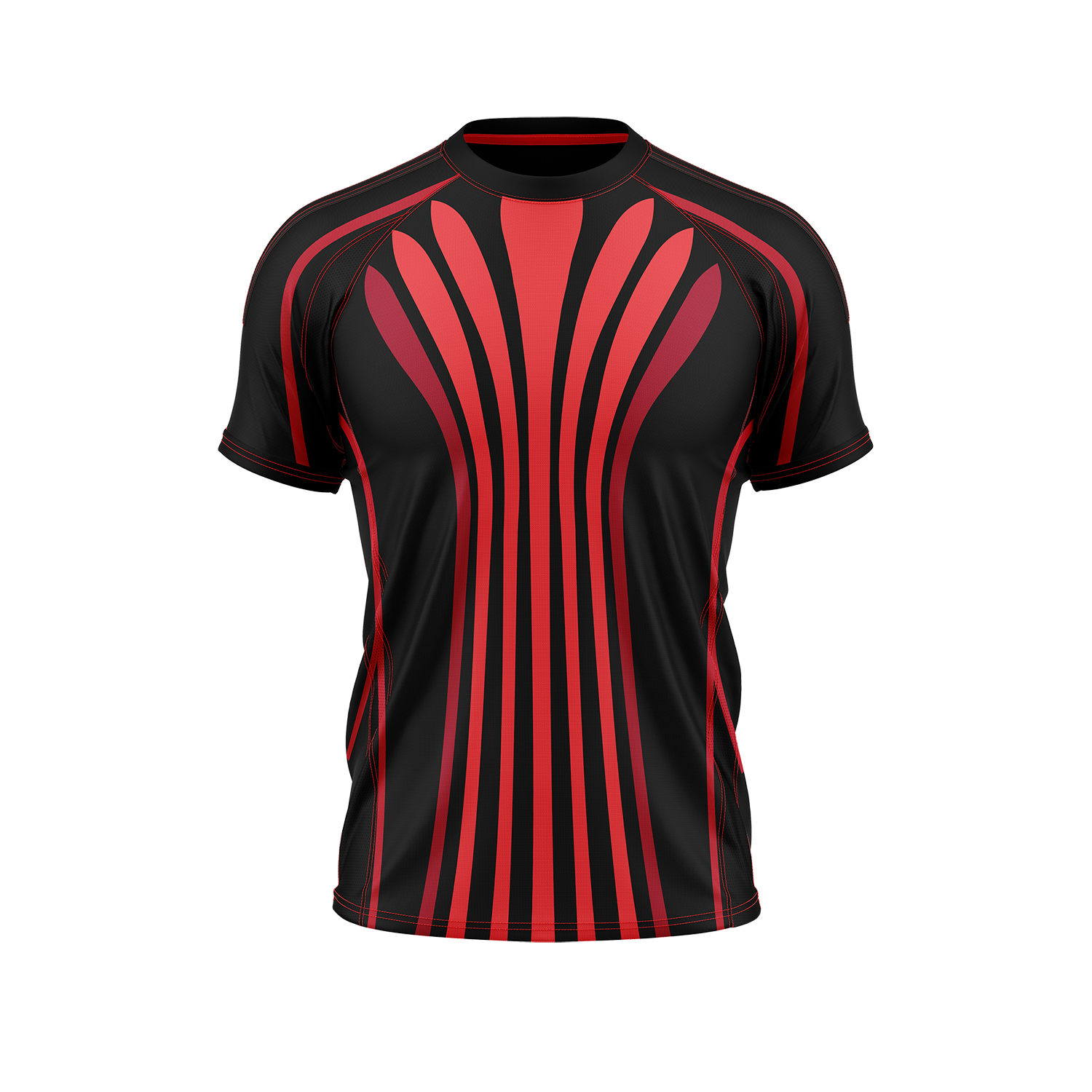 Ein schwarzes und rotes Hemd.